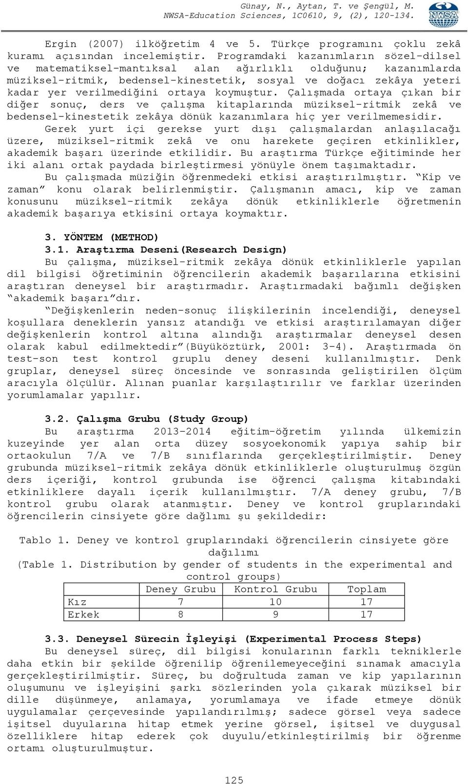 ortaya koymuştur. Çalışmada ortaya çıkan bir diğer sonuç, ders ve çalışma kitaplarında müziksel-ritmik zekâ ve bedensel-kinestetik zekâya dönük kazanımlara hiç yer verilmemesidir.