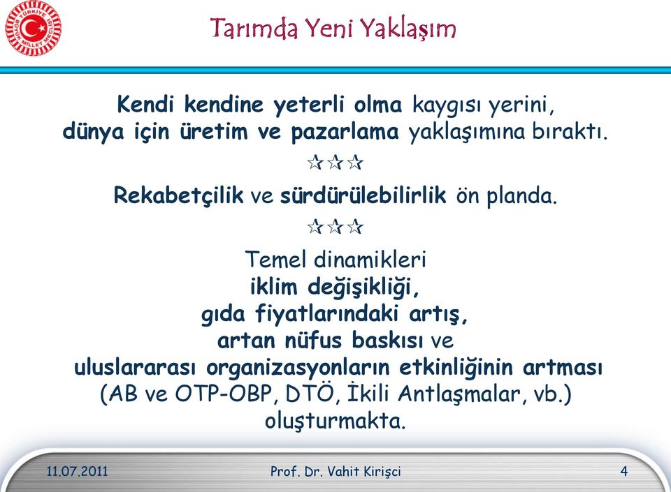 Temel dinamikleri iklim değişikliği, gıda fiyatlarındaki artış, artan nüfus baskısı ve