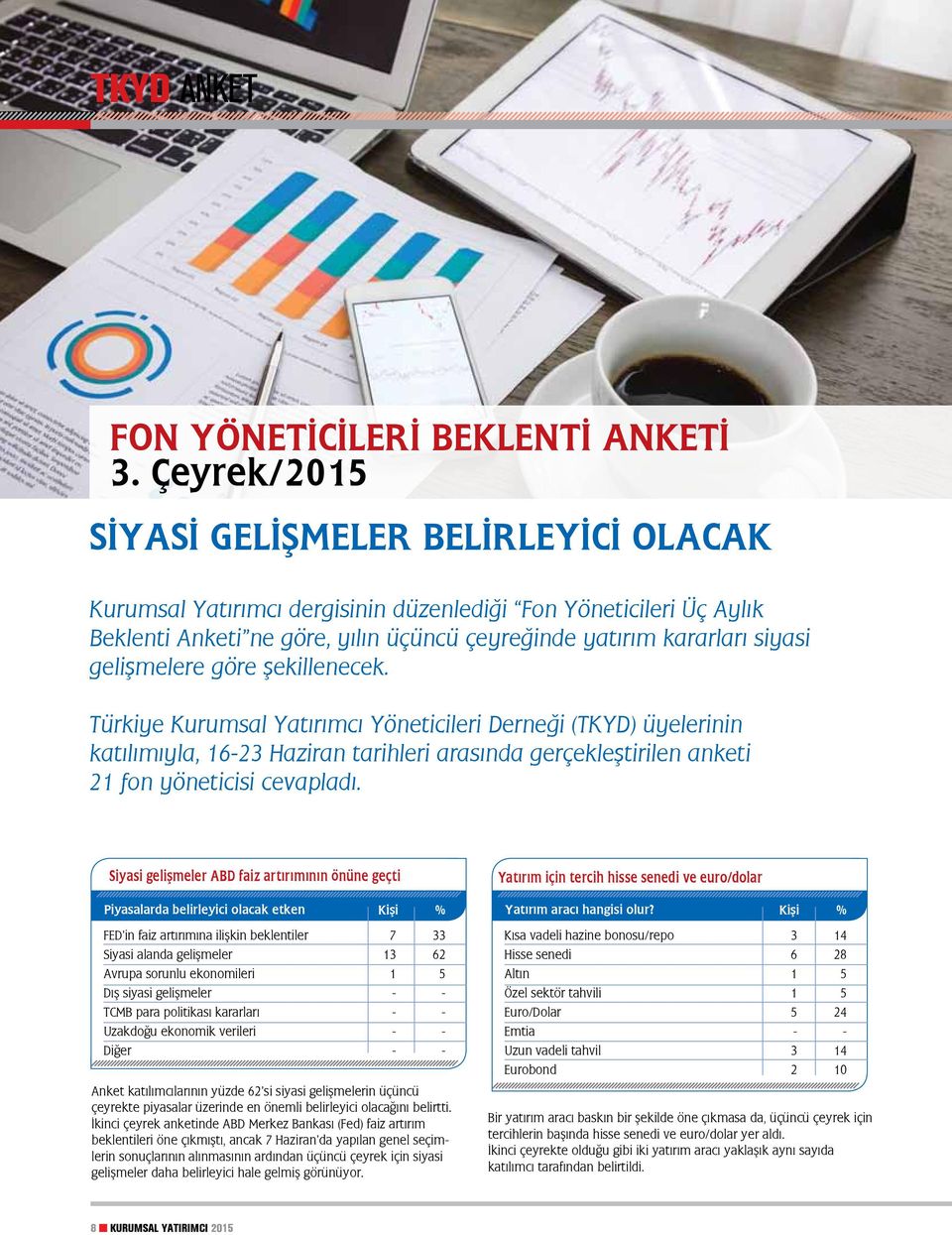 gelişmelere göre şekillenecek. Türkiye Kurumsal Yatırımcı Yöneticileri Derneği (TKYD) üyelerinin katılımıyla, 16-23 Haziran tarihleri arasında gerçekleştirilen anketi 21 fon yöneticisi cevapladı.