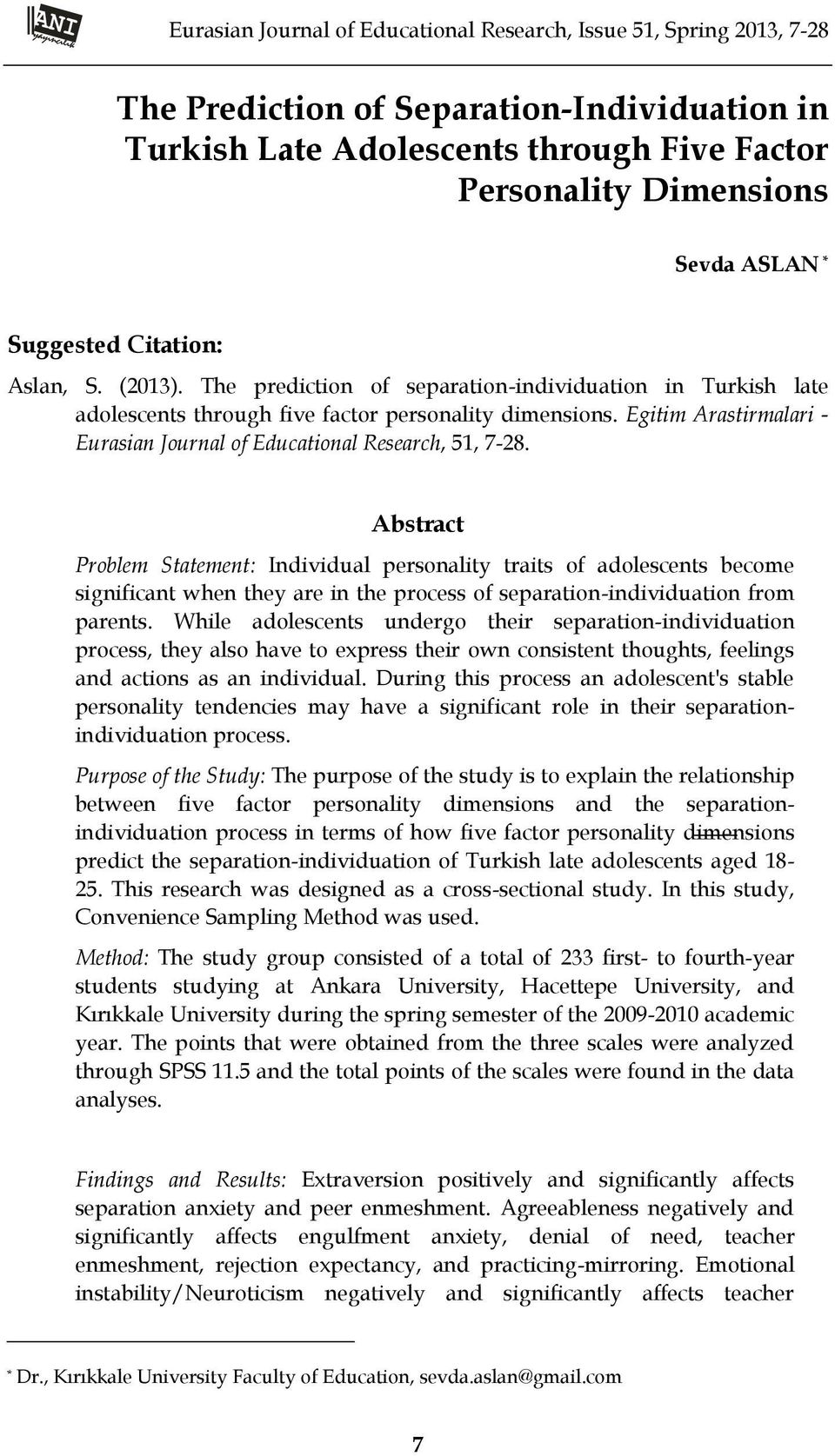 Egitim Arastirmalari - Eurasian Journal of Educational Research, 51, 7-28.