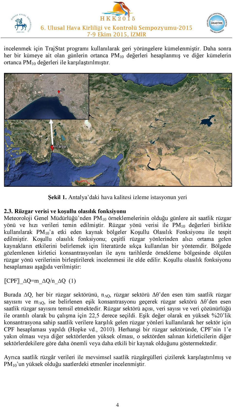 Antalya daki hava kalitesi izleme istasyonun yeri 2.3.