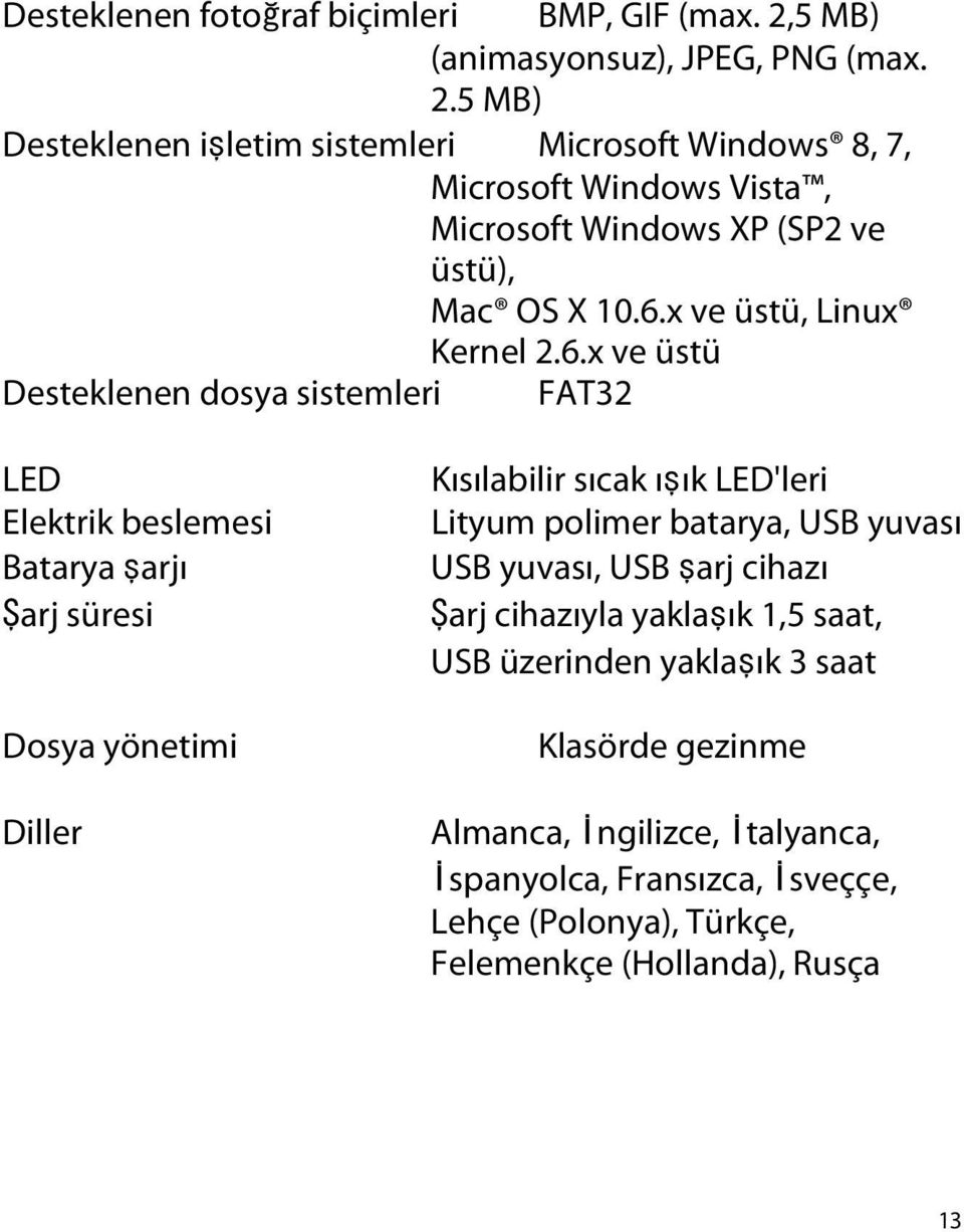 5 MB) Desteklenen işletim sistemleri Microsoft Windows 8, 7, Microsoft Windows Vista, Microsoft Windows XP (SP2 ve üstü), Mac OS X 10.6.