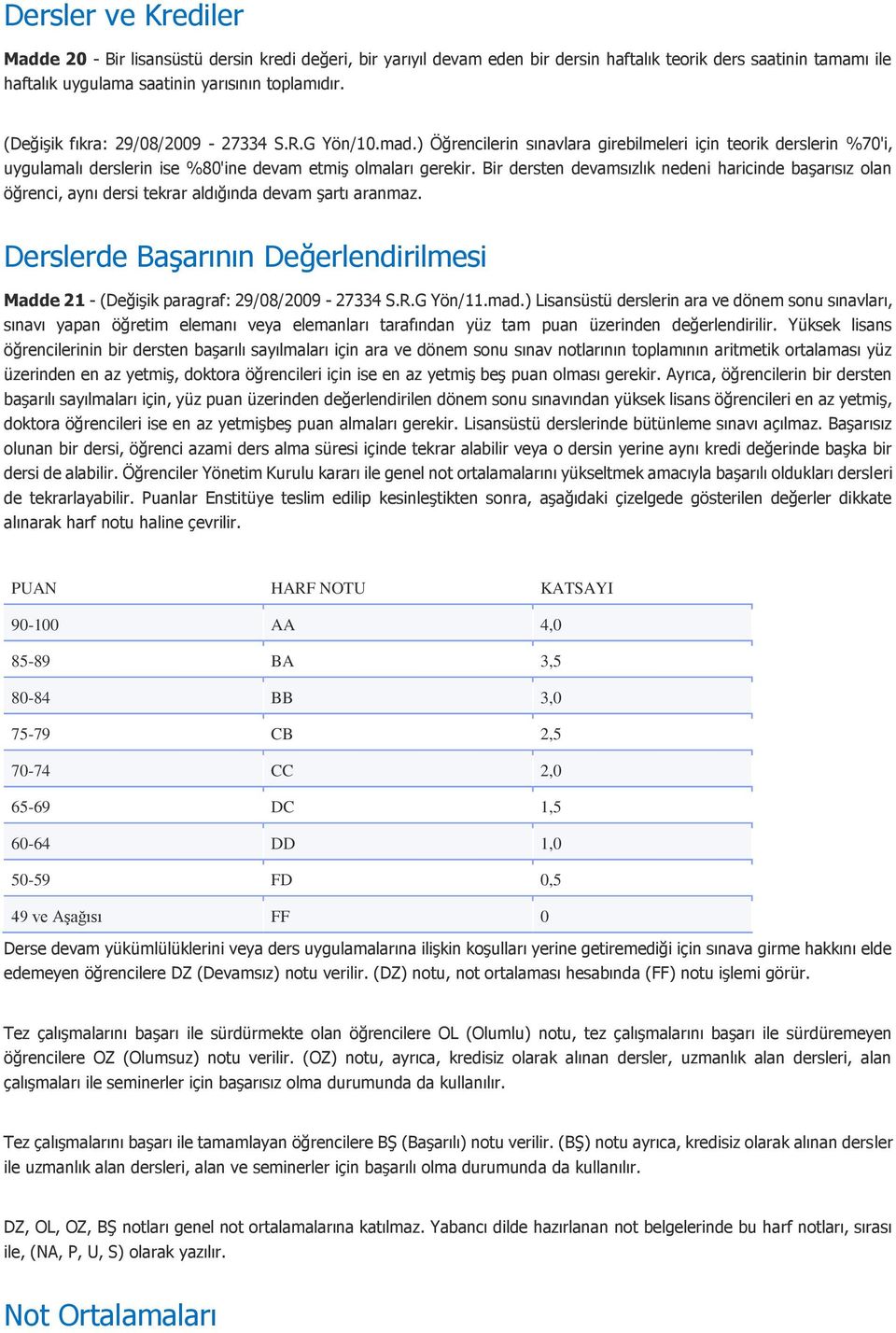 Bir dersten devamsızlık nedeni haricinde başarısız olan öğrenci, aynı dersi tekrar aldığında devam şartı aranmaz.