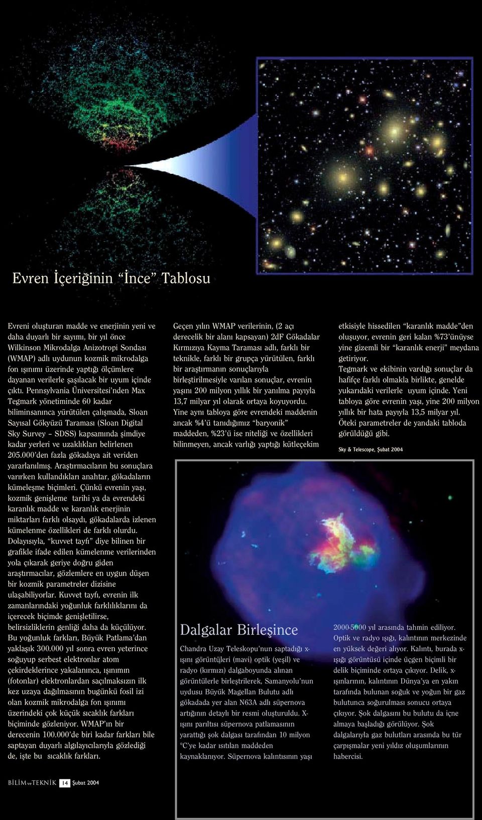 Pennsylvania Üniversitesi nden Max Tegmark yönetiminde 60 kadar biliminsan nca yürütülen çal flmada, Sloan Say sal Gökyüzü Taramas (Sloan Digital Sky Survey SDSS) kapsam nda flimdiye kadar yerleri ve