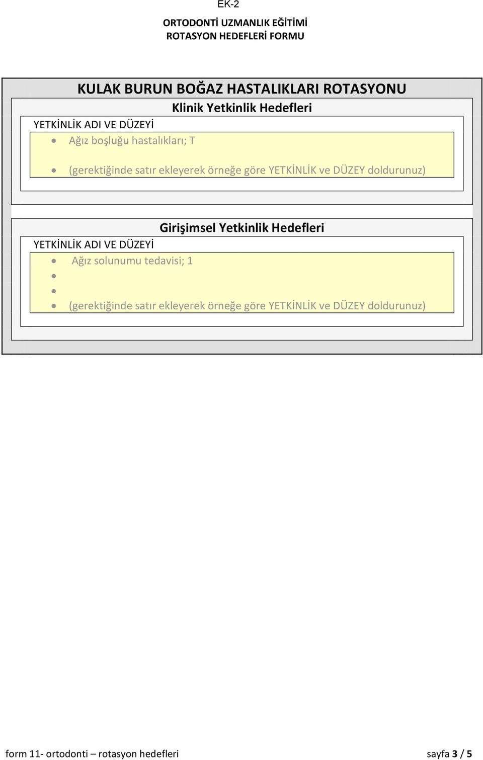 Ağız solunumu tedavisi; 1  form 11- ortodonti rotasyon hedefleri sayfa 3