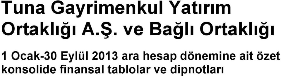 Eylül 2013 ara hesap dönemine ait