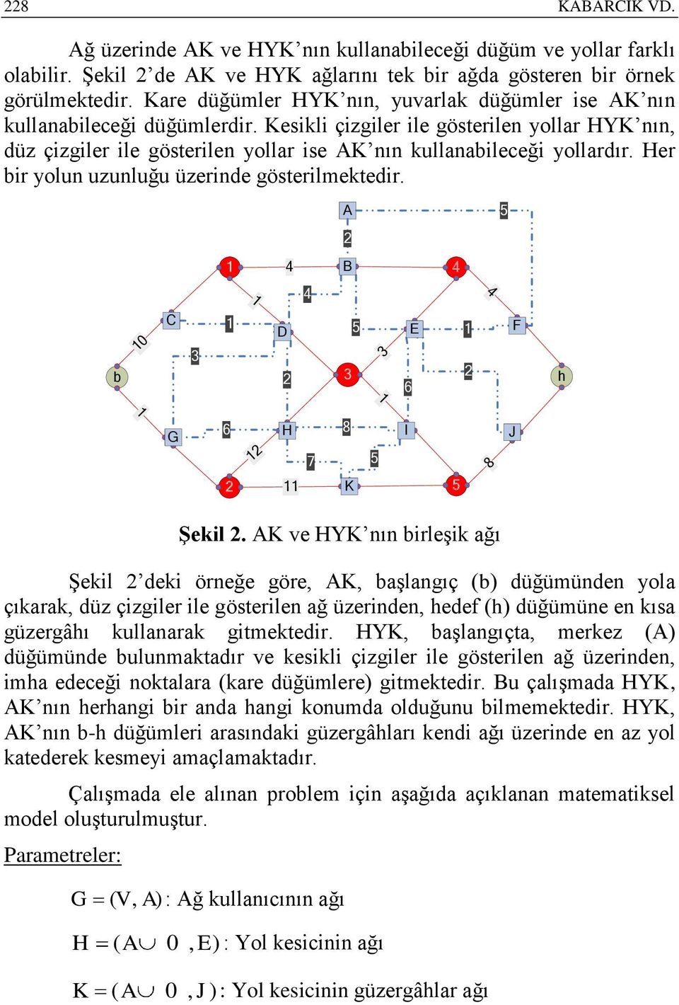 Kesikli çizgiler ile gösterilen yollar HYK nın, düz çizgiler ile gösterilen yollar ise AK nın kullanabileceği yollardır. Her bir yolun uzunluğu üzerinde gösterilmektedir.