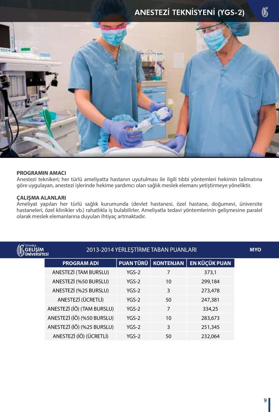 ) rahatlıkla iş bulabilirler. Ameliyatla tedavi yöntemlerinin gelişmesine paralel olarak meslek elemanlarına duyulan ihtiyaç artmaktadır.