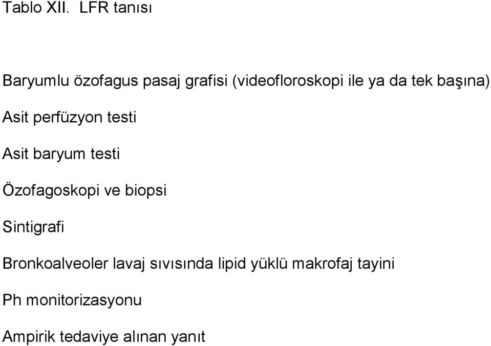 da tek ba9$na) Asit perfüzyon testi Asit baryum testi Özofagoskopi