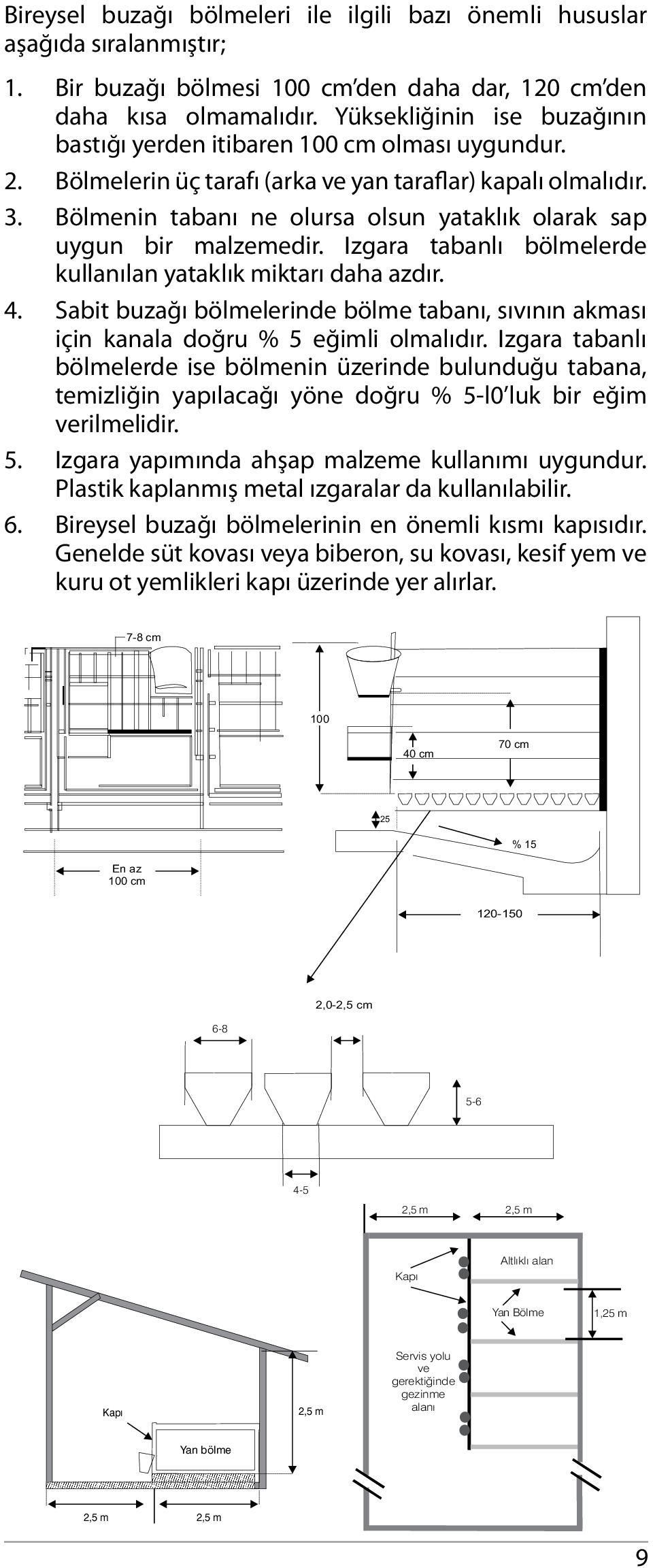 Bölmenin tabanı ne olursa olsun yataklık olarak sap uygun bir malzemedir. Izgara tabanlı bölmelerde kullanılan yataklık miktarı daha azdır. 4.