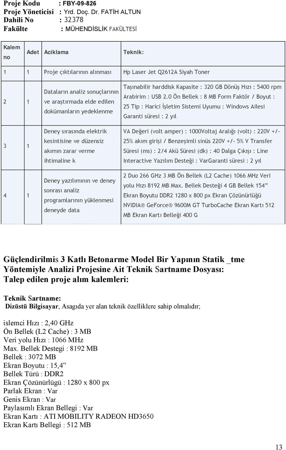 ve araştırmada elde edilen dokümanların yedeklenme Deney sırasında elektrik kesintisine ve düzensiz akımın zarar verme ihtimaline k Deney yazılımının ve deney sonrası analiz programlarının yüklenmesi