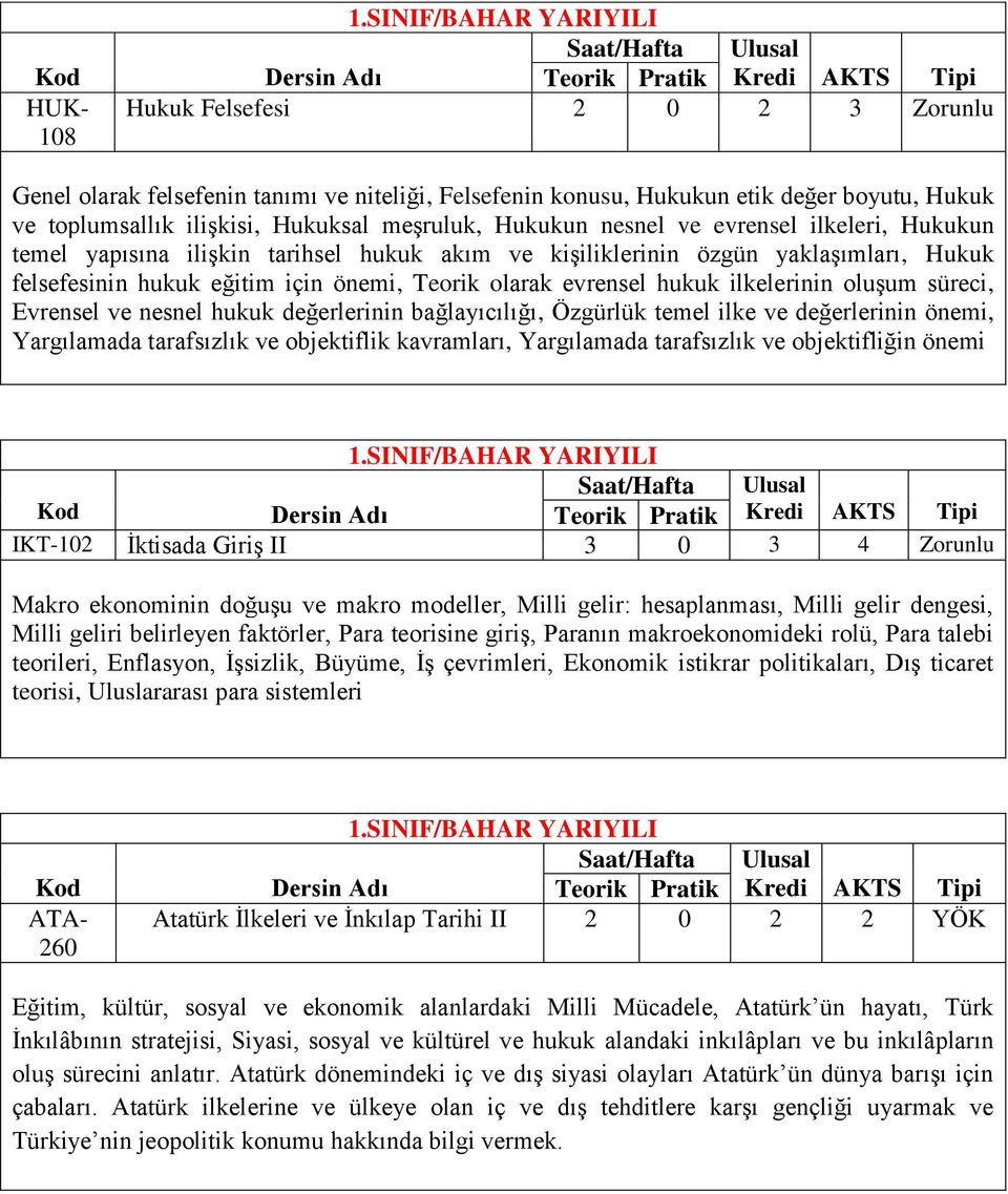 Hukukun nesnel ve evrensel ilkeleri, Hukukun temel yapısına ilişkin tarihsel hukuk akım ve kişiliklerinin özgün yaklaşımları, Hukuk felsefesinin hukuk eğitim için önemi, Teorik olarak evrensel hukuk