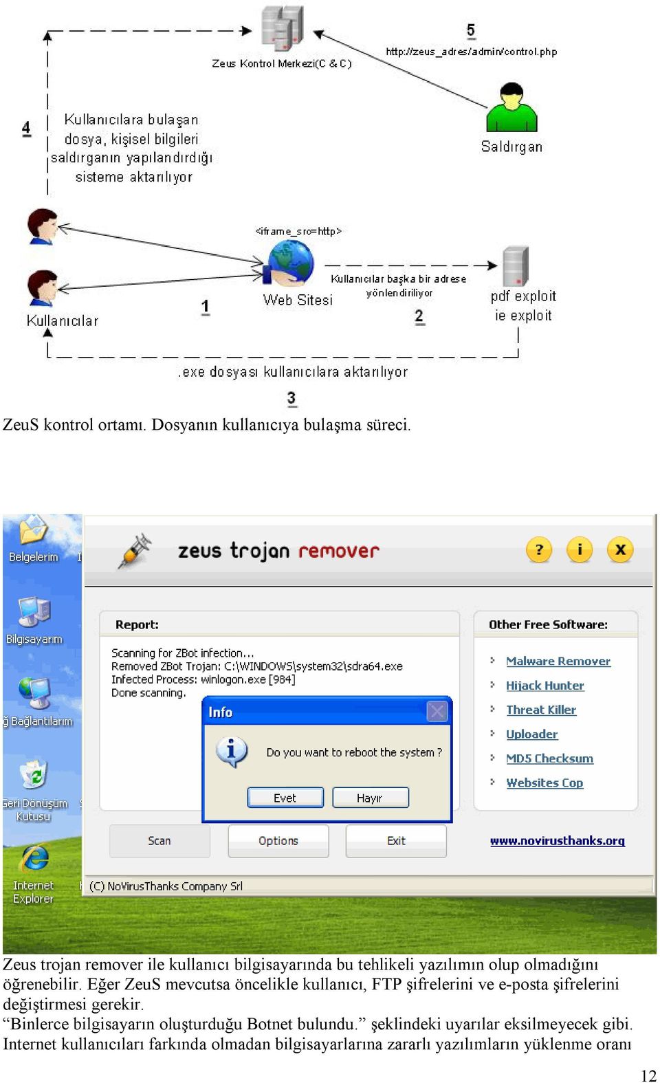 Eğer ZeuS mevcutsa öncelikle kullanıcı, FTP şifrelerini ve e-posta şifrelerini değiştirmesi gerekir.