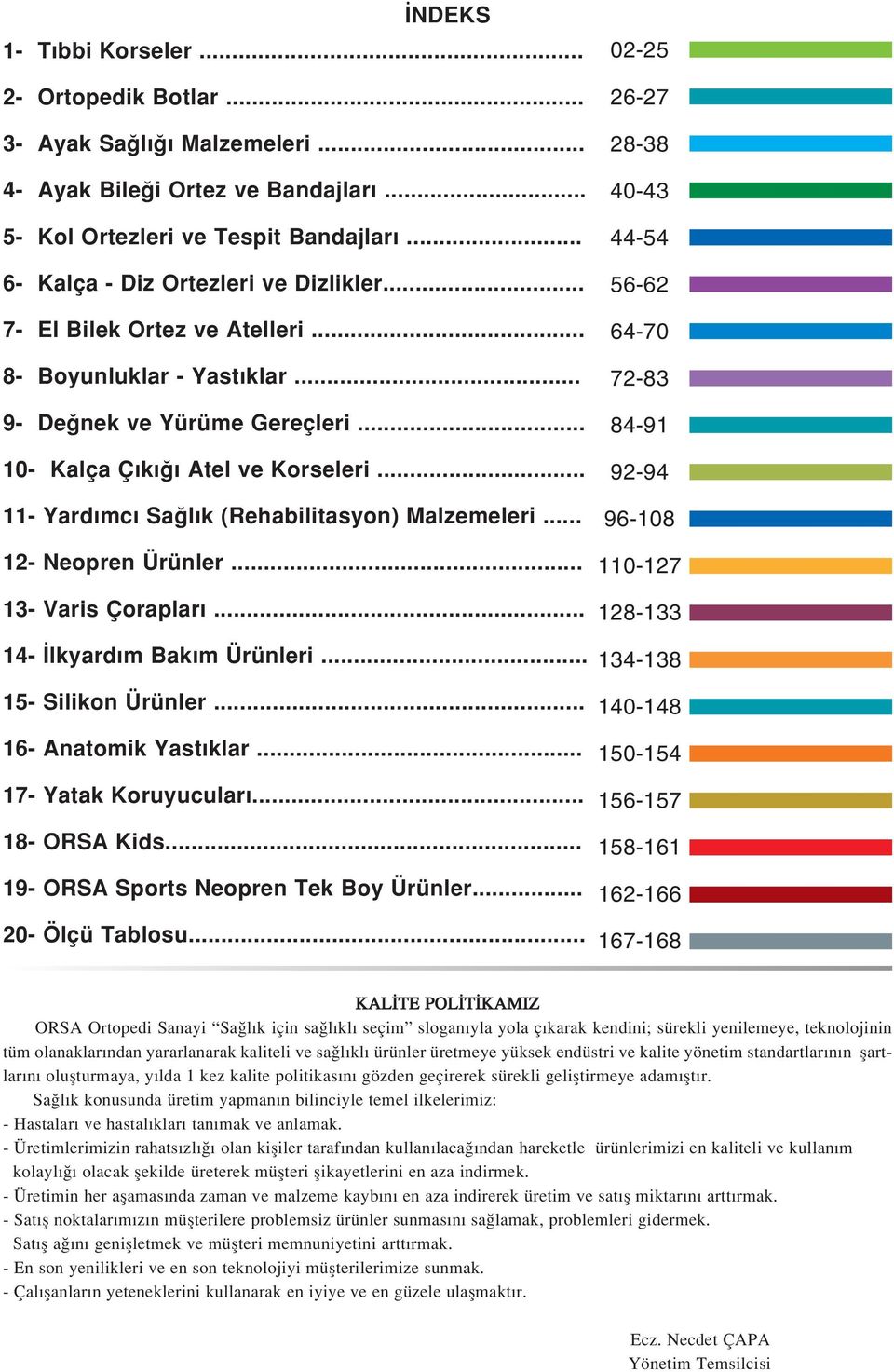 .. 12- Neopren Ürünler... 13- Varis Çoraplar... 14- lkyard m Bak m Ürünleri... 15- Silikon Ürünler... 16- Anatomik Yast klar... 17- Yatak Koruyucular... 18- ORSA Kids.