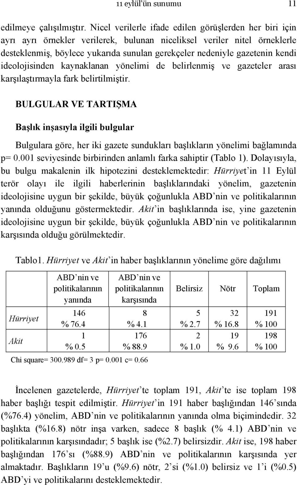 kendi ideolojisinden kaynaklanan yönelimi de belirlenmiş ve gazeteler arası karşılaştırmayla fark belirtilmiştir.