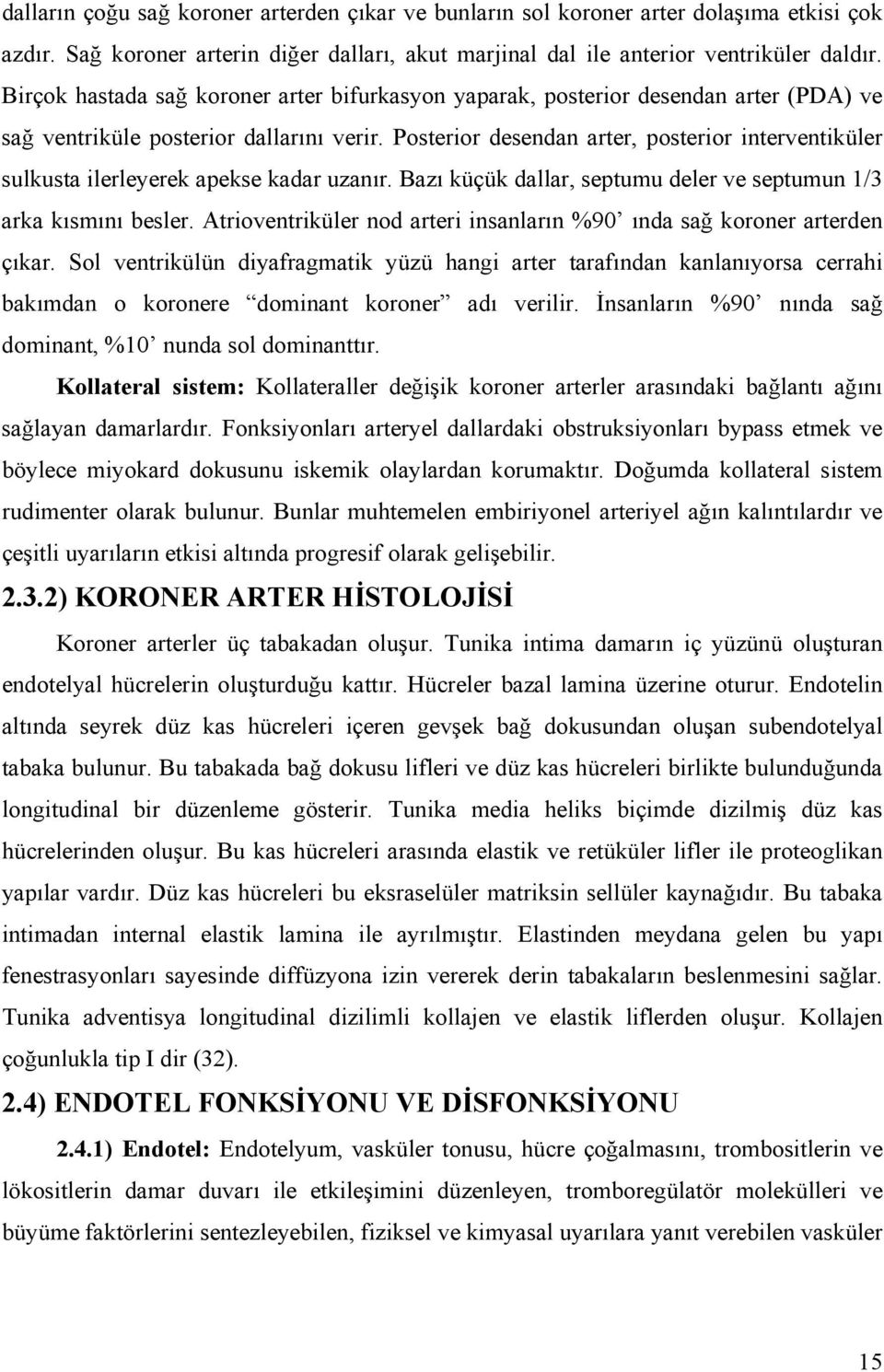 Posterior desendan arter, posterior interventiküler sulkusta ilerleyerek apekse kadar uzanır. Bazı küçük dallar, septumu deler ve septumun 1/3 arka kısmını besler.