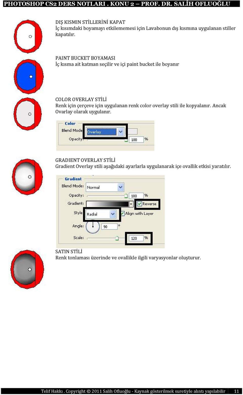 uygulanan renk color overlay stili ile kopyalanır. Ancak Ovarlay olarak uygulanır.