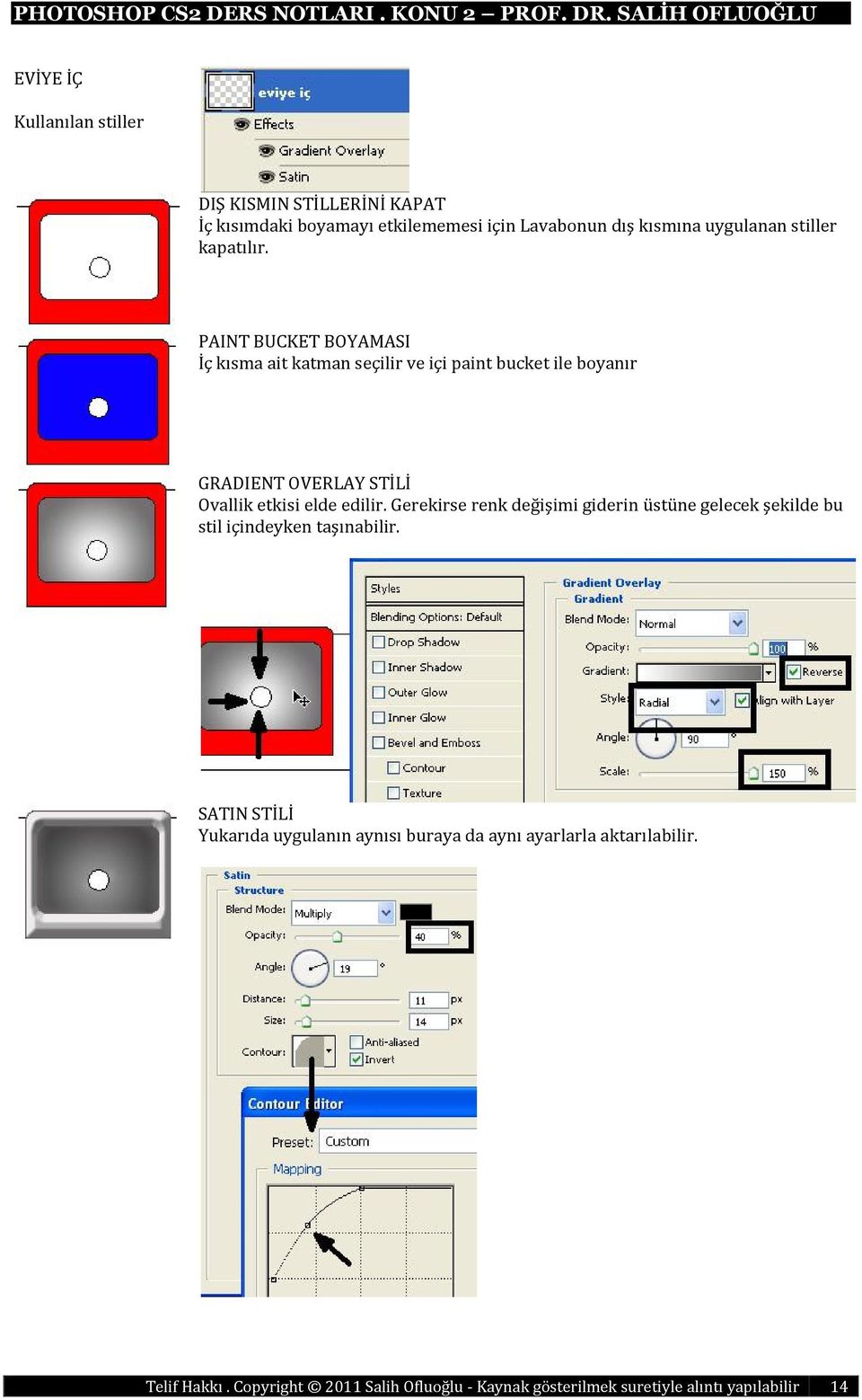 PAINT BUCKET BOYAMASI İç kısma ait katman seçilir ve içi paint bucket ile boyanır GRADIENT OVERLAY STİLİ