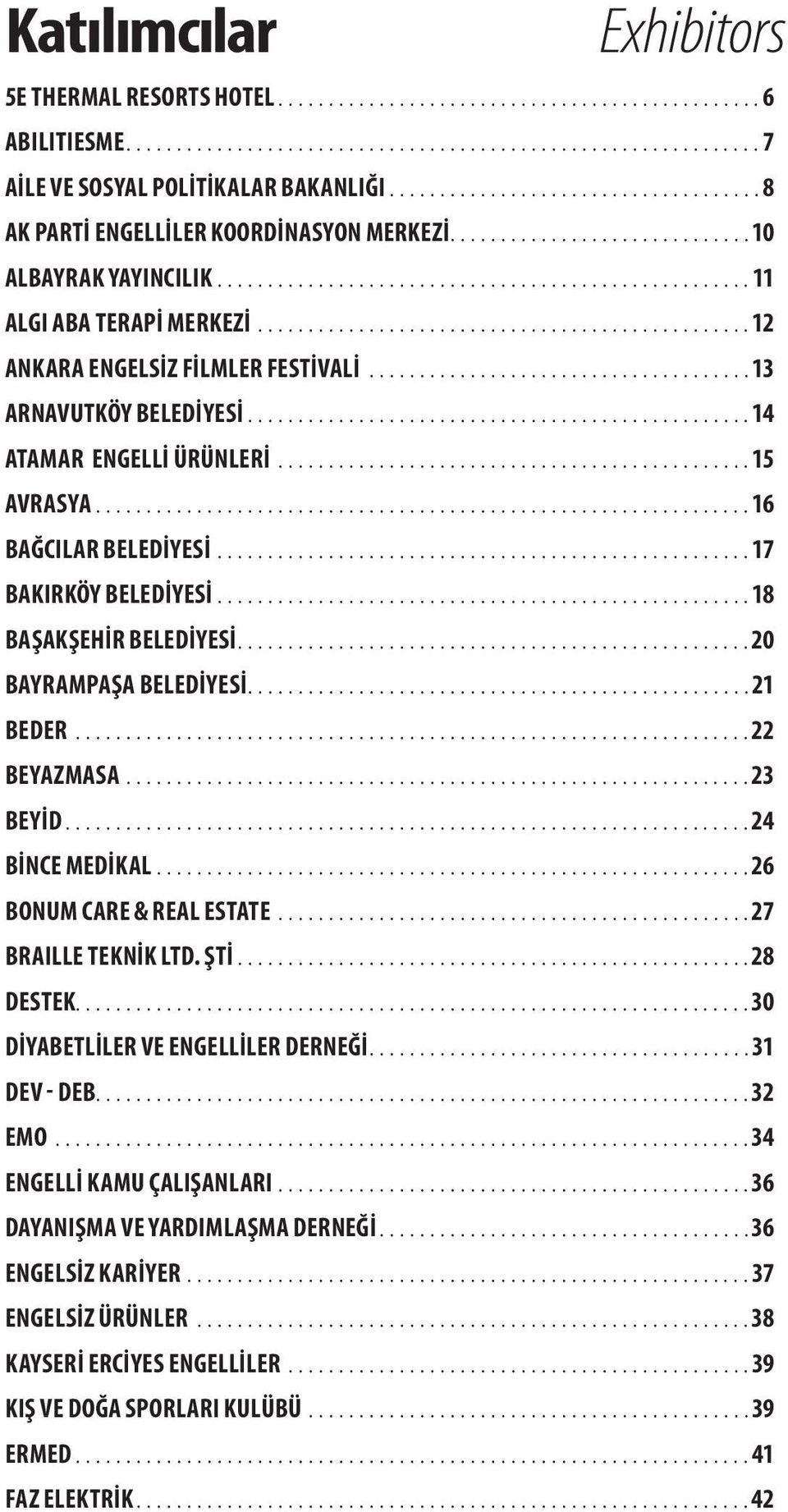 .. 18 BAŞAKŞEHIR BELEDIYESI... 20 BAYRAMPAŞA BELEDIYESI... 21 BEDER... 22 BEYAZMASA... 23 BEYİD... 24 BINCE MEDIKAL... 26 BONUM CARE & REAL ESTATE... 27 BRAILLE TEKNIK LTD. ŞTI... 28 DESTEK.