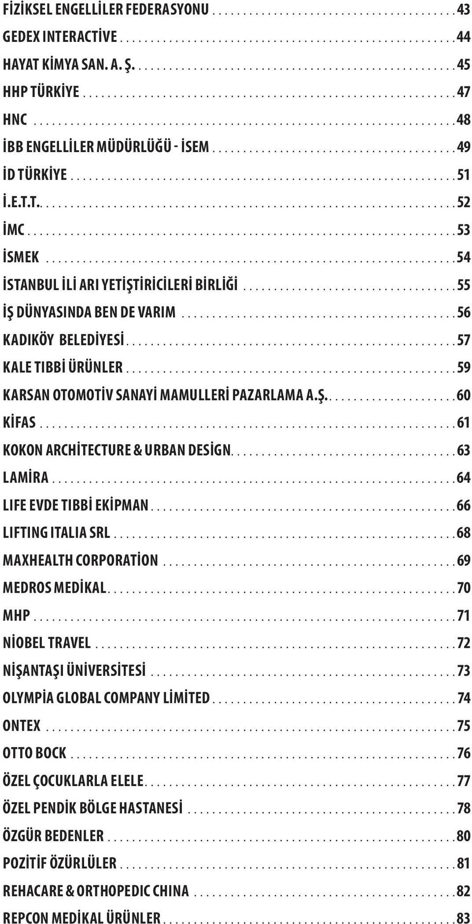 .. 61 KOKON ARCHITECTURE & URBAN DESIGN..................................... 63 LAMİRA... 64 LIFE EVDE TIBBİ EKİPMAN... 66 LIFTING ITALIA SRL... 68 MAXHEALTH CORPORATION... 69 MEDROS MEDİKAL... 70 MHP.