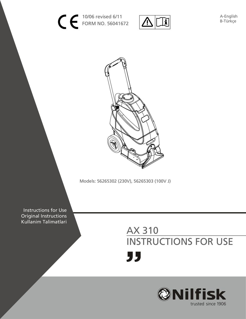 (230V), 56265303 (100V J) Instructions for Use