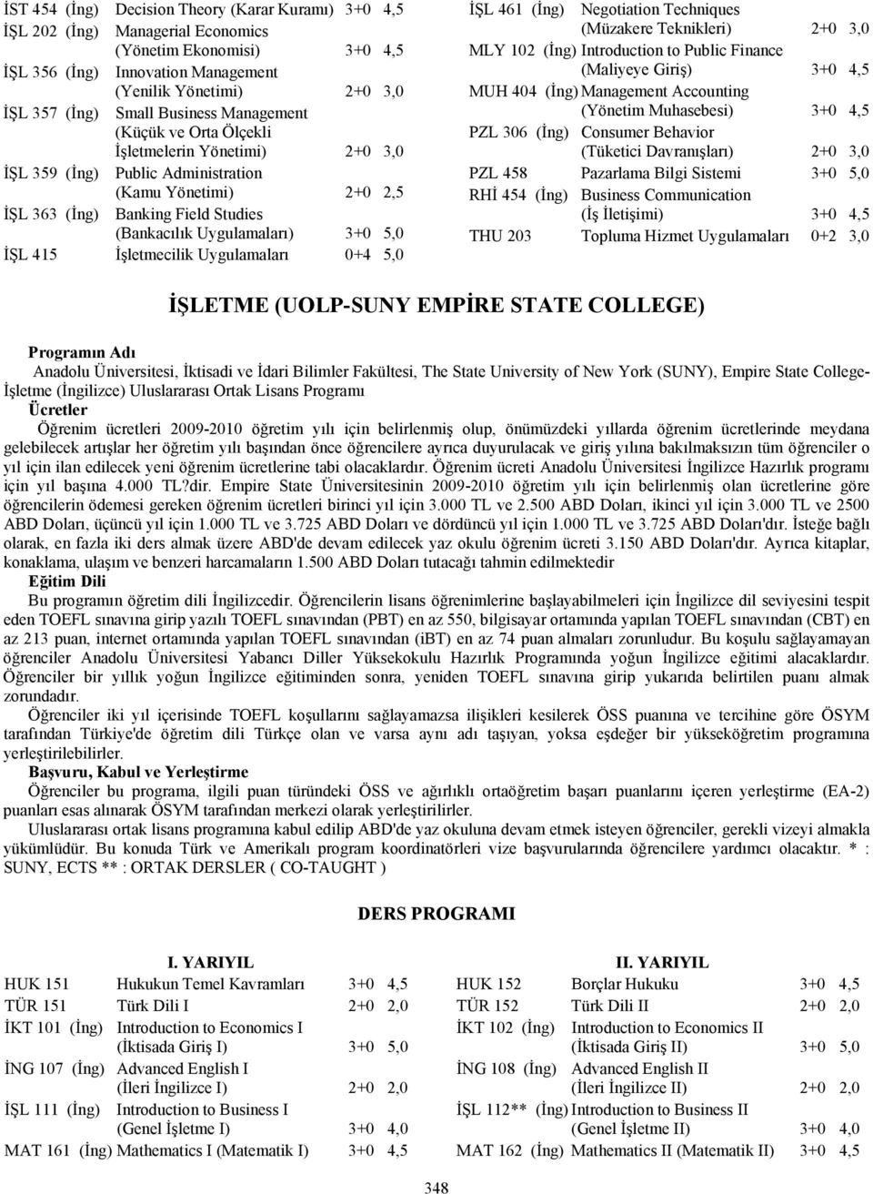 5,0 İŞL 415 İşletmecilik Uygulamaları 0+4 5,0 İŞL 461 (İng) Negotiation Techniques (Müzakere Teknikleri) 2+0 3,0 MLY 102 (İng) Introduction to Public Finance (Maliyeye Giriş) 3+0 4,5 MUH 404 (İng)