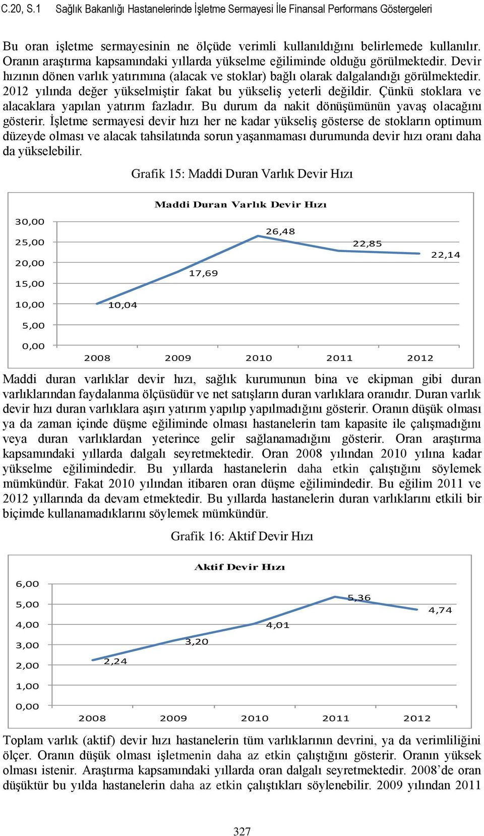 2012 yılında değer yükselmiştir fakat bu yükseliş yeterli değildir. Çünkü stoklara ve alacaklara yapılan yatırım fazladır. Bu durum da nakit dönüşümünün yavaş olacağını gösterir.