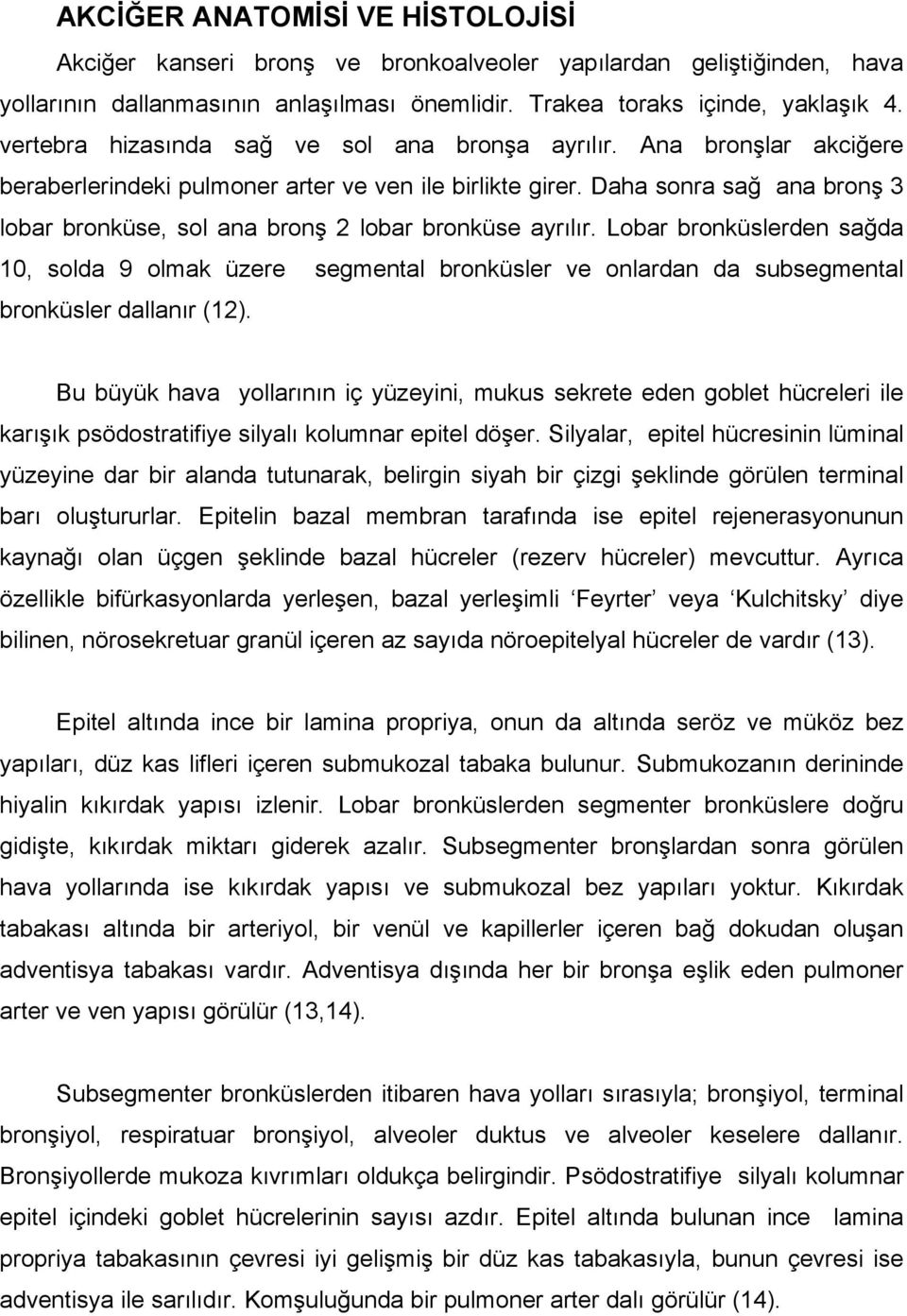 Daha sonra sağ ana bronş 3 lobar bronküse, sol ana bronş 2 lobar bronküse ayrılır.