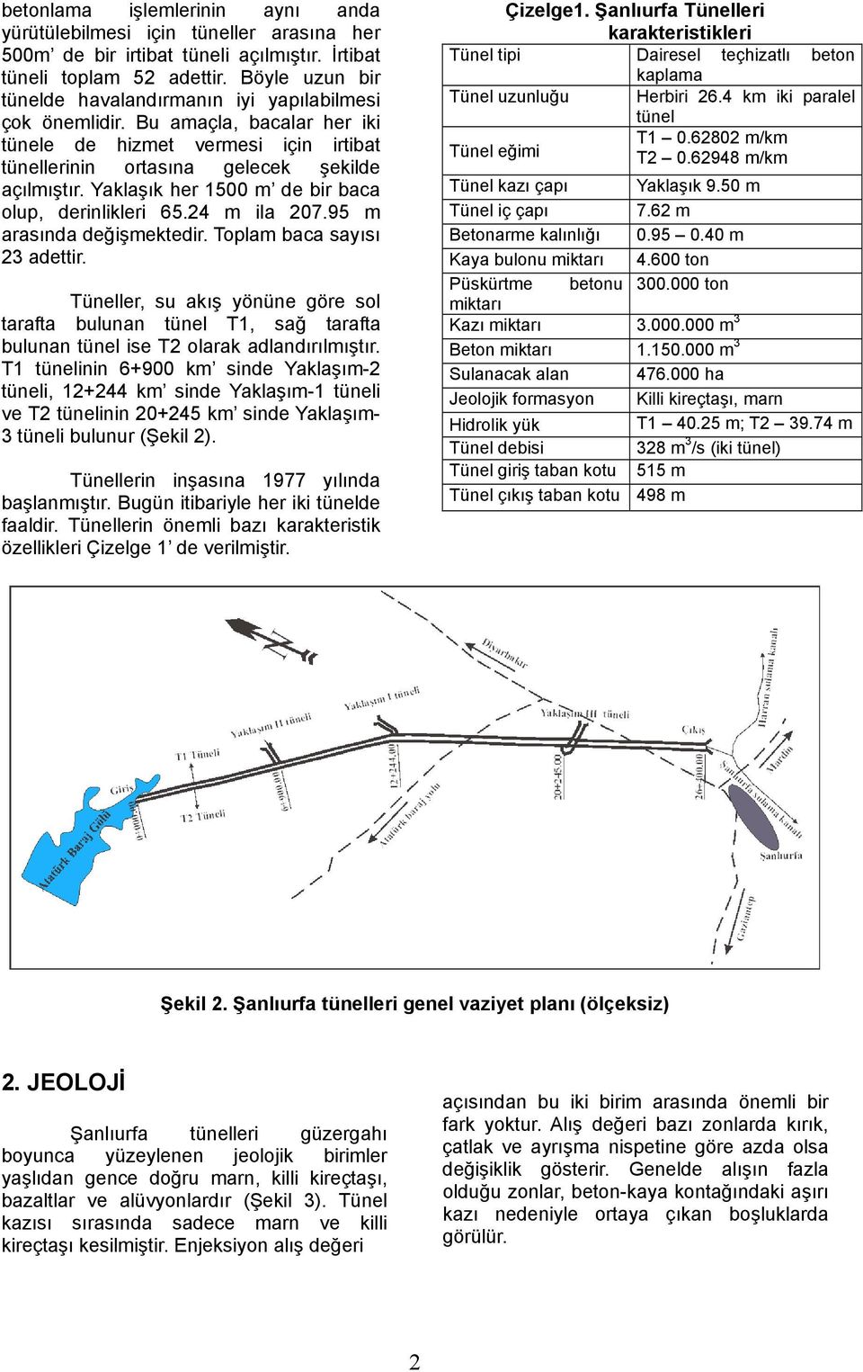 Yaklaşık her 1500 m de bir baca olup, derinlikleri 65.24 m ila 207.95 m arasında değişmektedir. Toplam baca sayısı 23 adettir.