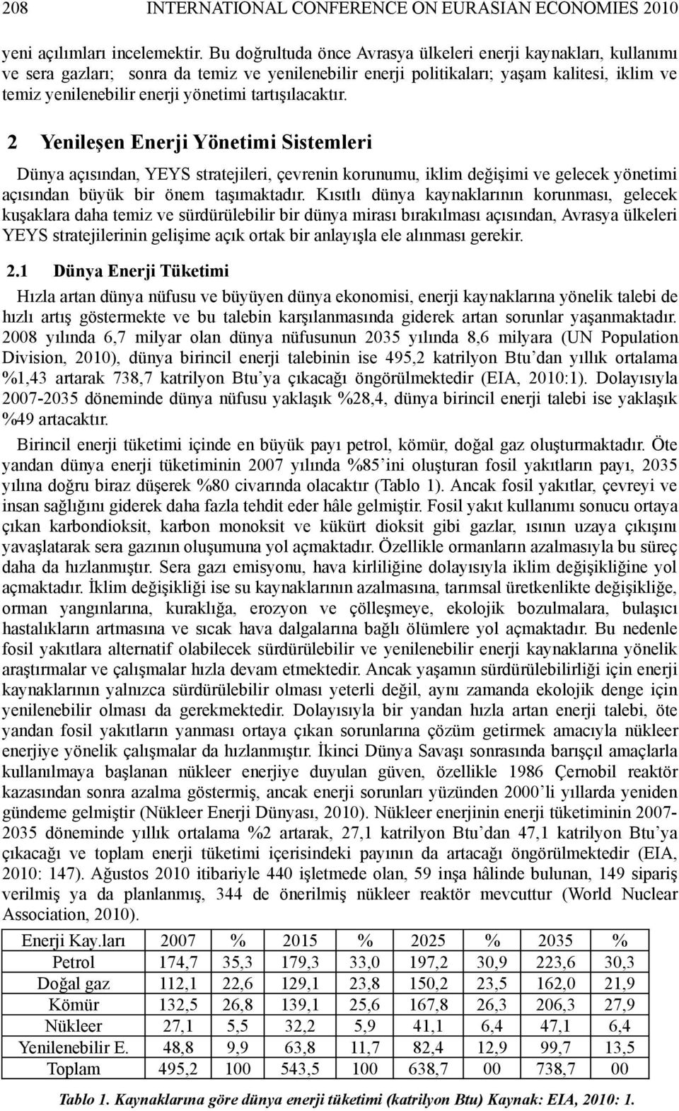 tartışılacaktır. 2 Yenileşen Enerji Yönetimi Sistemleri Dünya açısından, YEYS stratejileri, çevrenin korunumu, iklim değişimi ve gelecek yönetimi açısından büyük bir önem taşımaktadır.