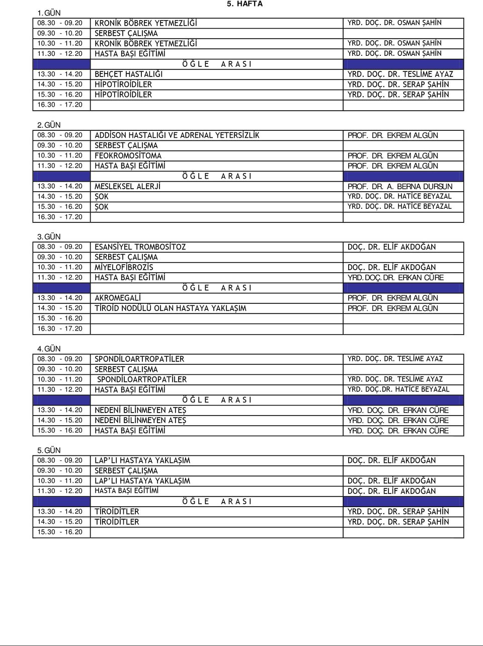 20 ADDİSON HASTALIĞI VE ADRENAL YETERSİZLİK PROF. DR. EKREM ALGÜN 10.30-11.20 FEOKROMOSİTOMA PROF. DR. EKREM ALGÜN 11.30-12.20 HASTA BAŞI EĞİTİMİ PROF. DR. EKREM ALGÜN 13.30-14.