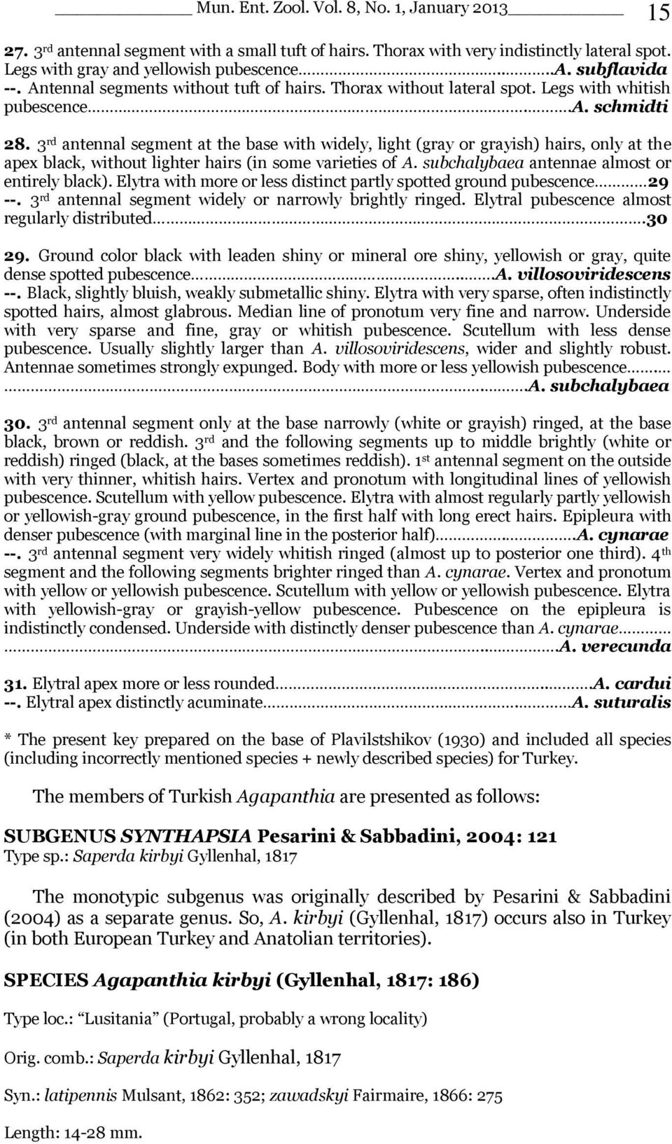 3 rd antennal segment at the base with widely, light (gray or grayish) hairs, only at the apex black, without lighter hairs (in some varieties of A. subchalybaea antennae almost or entirely black).