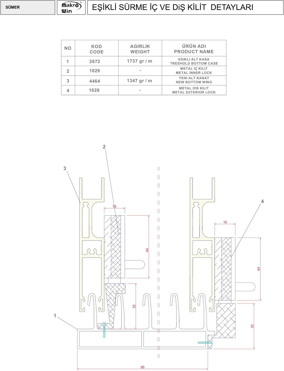 ESIKLI ALT KASA TRESHOLD BOTTOM CASE METAL IÇ KILIT METAL INNER