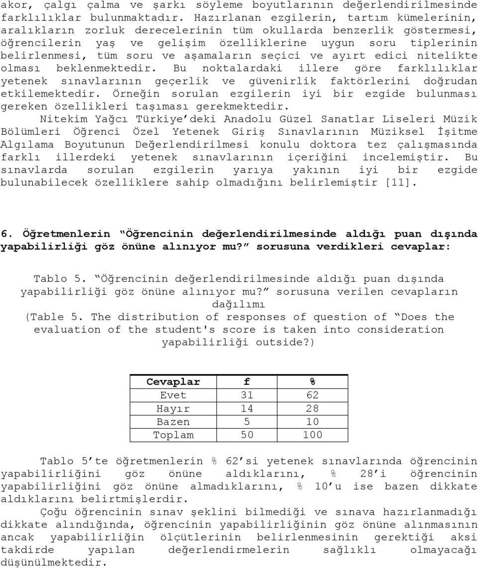 ve aşamaların seçici ve ayırt edici nitelikte olması beklenmektedir. Bu noktalardaki illere göre farklılıklar yetenek sınavlarının geçerlik ve güvenirlik faktörlerini doğrudan etkilemektedir.