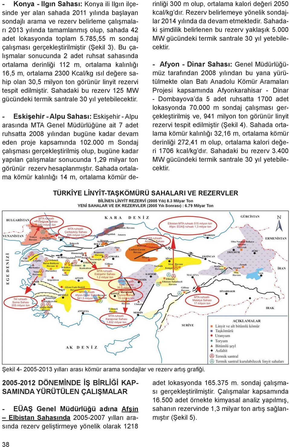 Bu çalışmalar sonucunda 2 adet ruhsat sahasında ortalama derinliği 112 m, ortalama kalınlığı 16,5 m, ortalama 2300 Kcal/kg ısıl değere sahip olan 30,5 milyon ton görünür linyit rezervi tespit