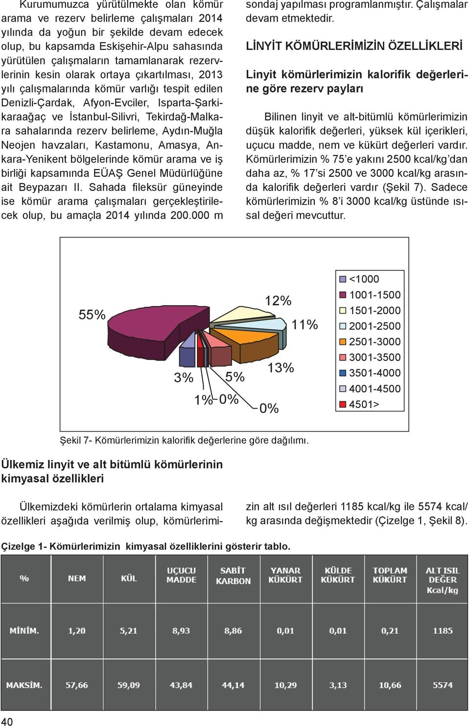 sahalarında rezerv belirleme, Aydın-Muğla Neojen havzaları, Kastamonu, Amasya, Ankara-Yenikent bölgelerinde kömür arama ve iş birliği kapsamında EÜAŞ Genel Müdürlüğüne ait Beypazarı II.