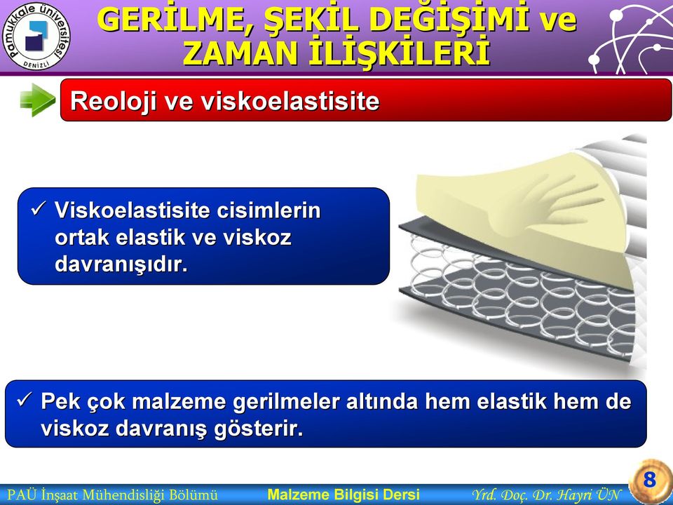 Pek çok malzeme gerilmeler altında hem elastik hem de viskoz