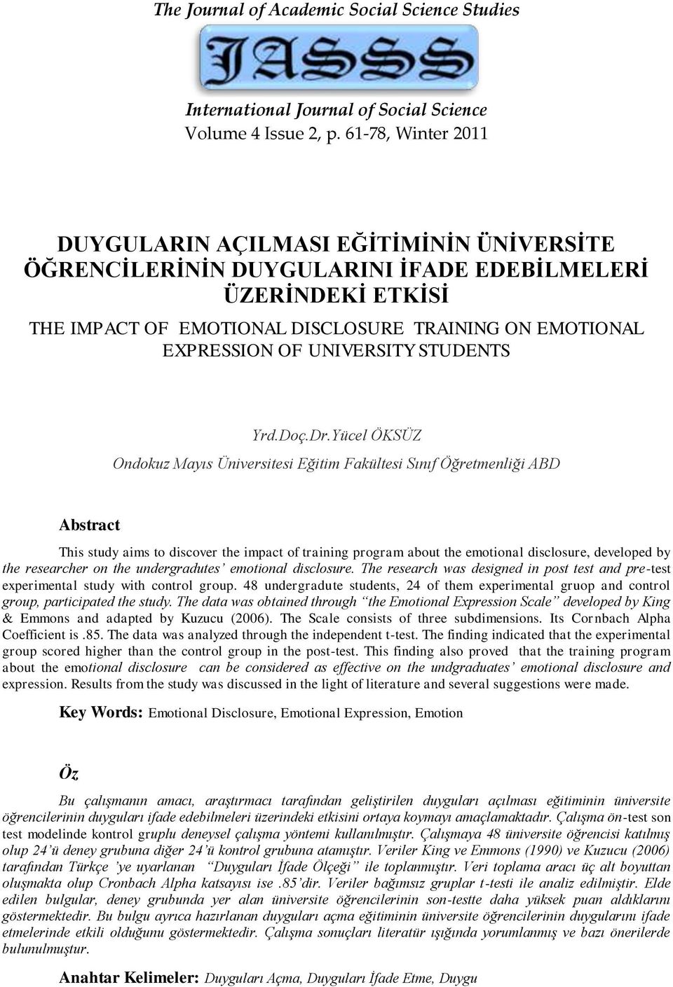 UNIVERSITY STUDENTS Yrd.Doç.Dr.