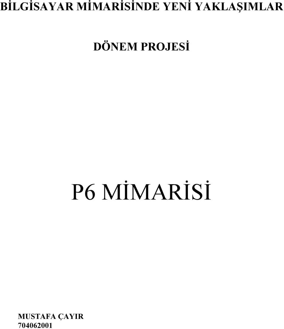 PROJESİ P6 MİMARİSİ