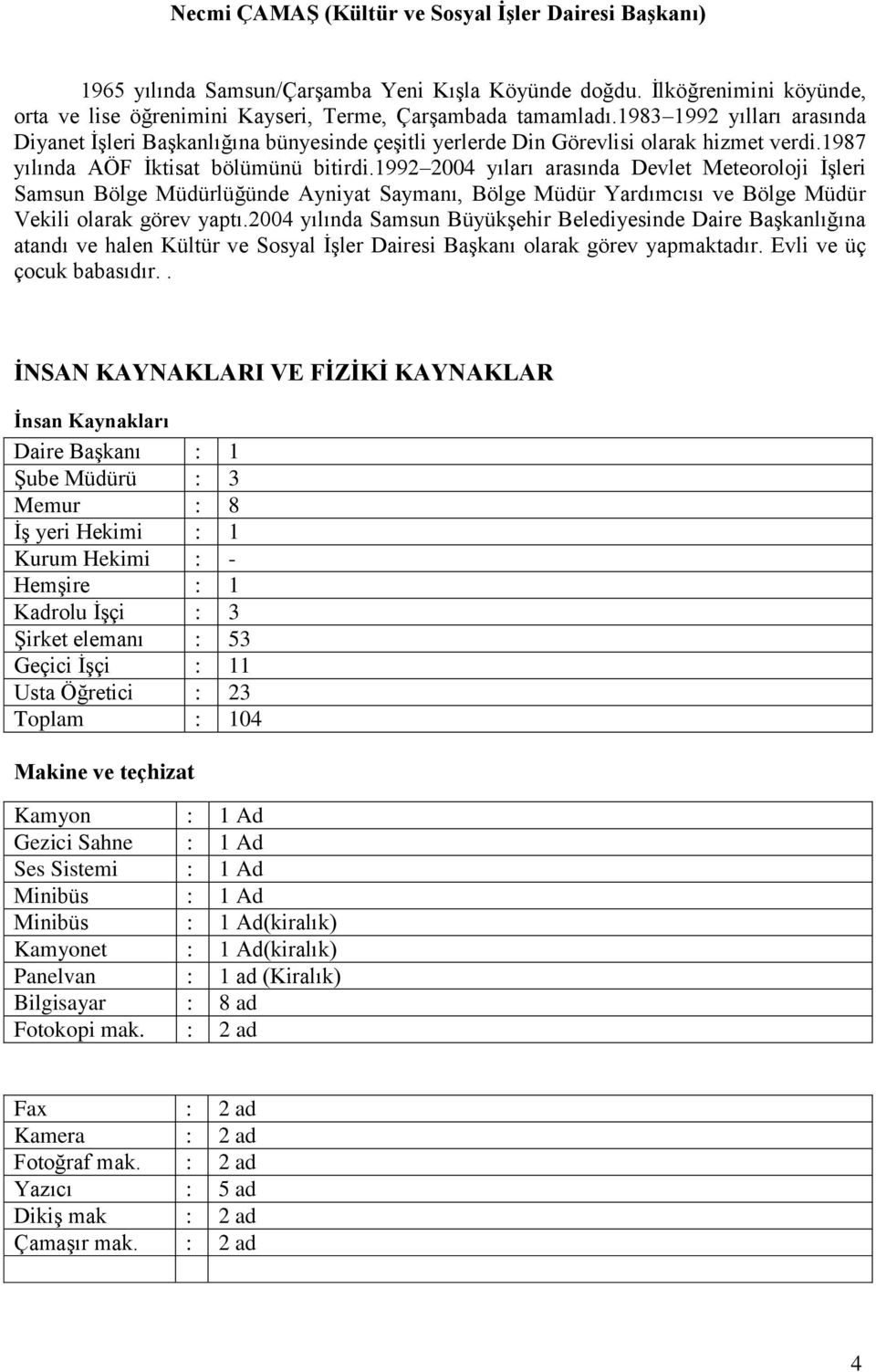 1992 2004 yıları arasında Devlet Meteoroloji ĠĢleri Samsun Bölge Müdürlüğünde Ayniyat Saymanı, Bölge Müdür Yardımcısı ve Bölge Müdür Vekili olarak görev yaptı.