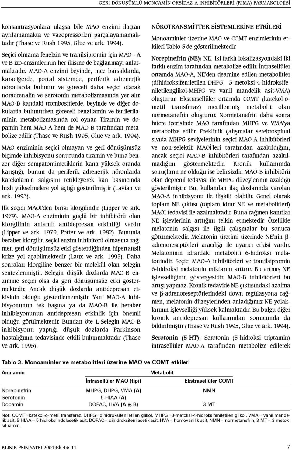 MAO-A enzimi beyinde, ince barsaklarda, karaciðerde, portal sistemde, periferik adrenerjik nöronlarda bulunur ve göreceli daha seçici olarak noradrenalin ve serotonin metabolizmasýnda yer alýr.