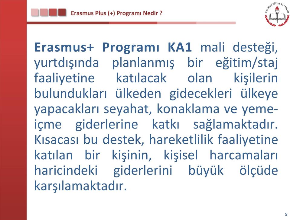 olan kişilerin bulundukları ülkeden gidecekleri ülkeye yapacakları seyahat, konaklama ve yemeiçme