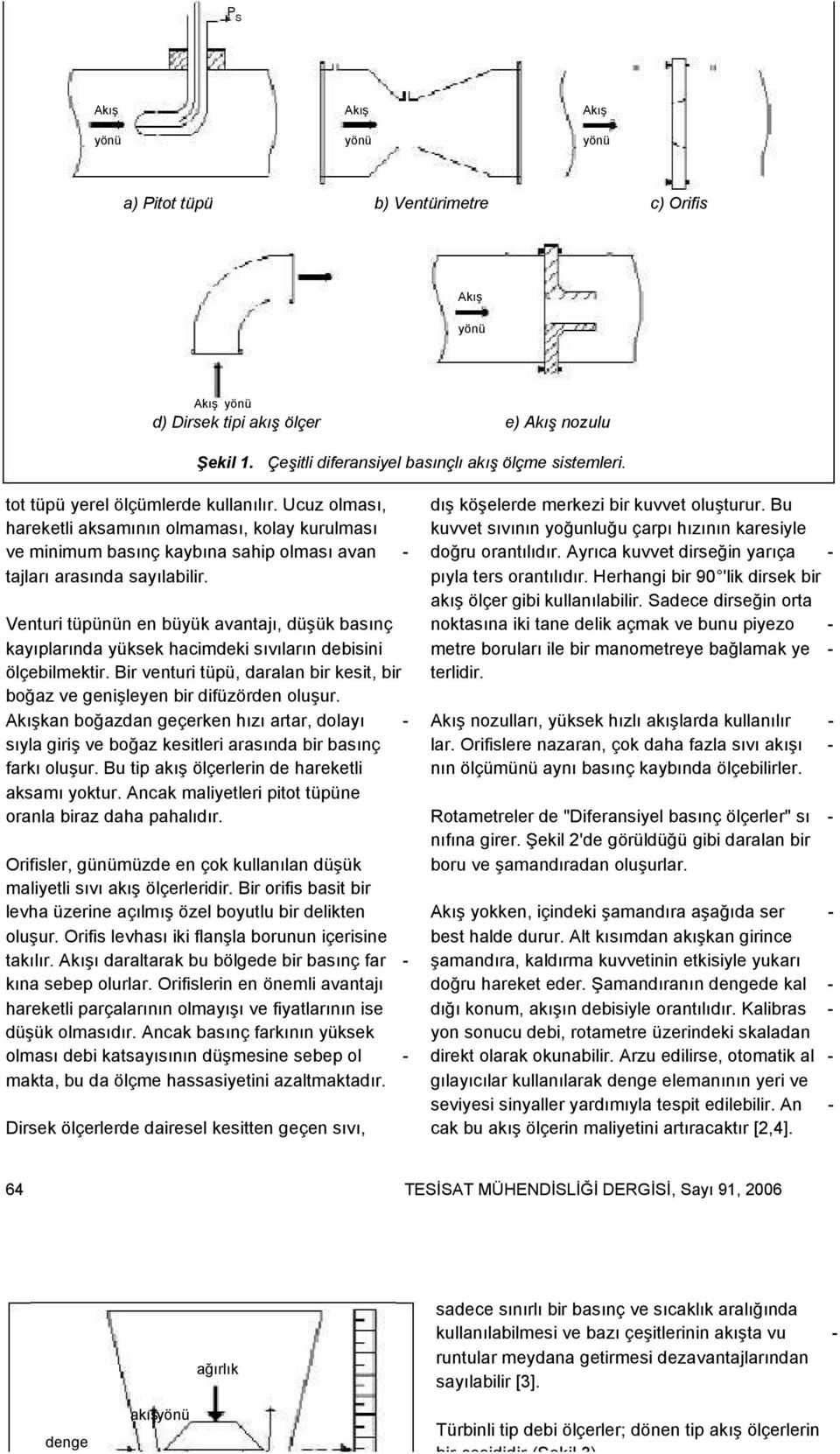 Venturi tüpünün en büyük avantajı, düşük basınç kayıplarında yüksek hacimdeki sıvıların debisini ölçebilmektir. Bir venturi tüpü, daralan bir kesit, bir boğaz ve genişleyen bir difüzörden oluşur.