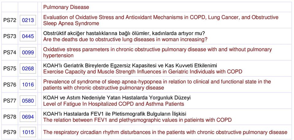 Oxidative stress parameters in chronic obstructive pulmonary disease with and without pulmonary hypertension KOAH lı Geriatrik Bireylerde Egzersiz Kapasitesi ve Kas Kuvveti Etkilenimi Exercise