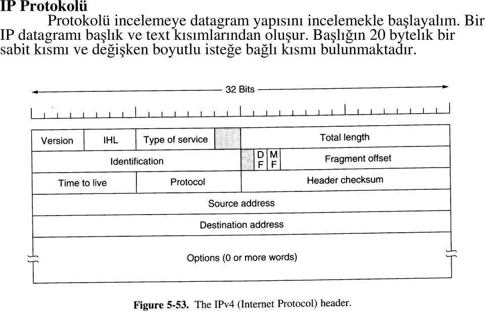 Bir IP datagramı başlık ve text kısımlarından oluşur.