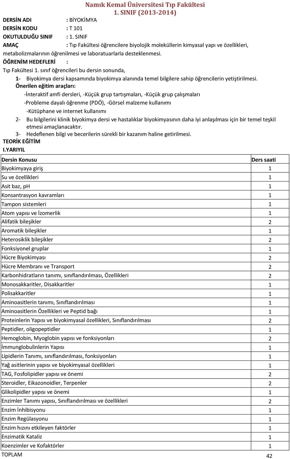 sınıf öğrencileri bu dersin sonunda, 1- Biyokimya dersi kapsamında biyokimya alanında temel bilgilere sahip öğrencilerin yetiştirilmesi.
