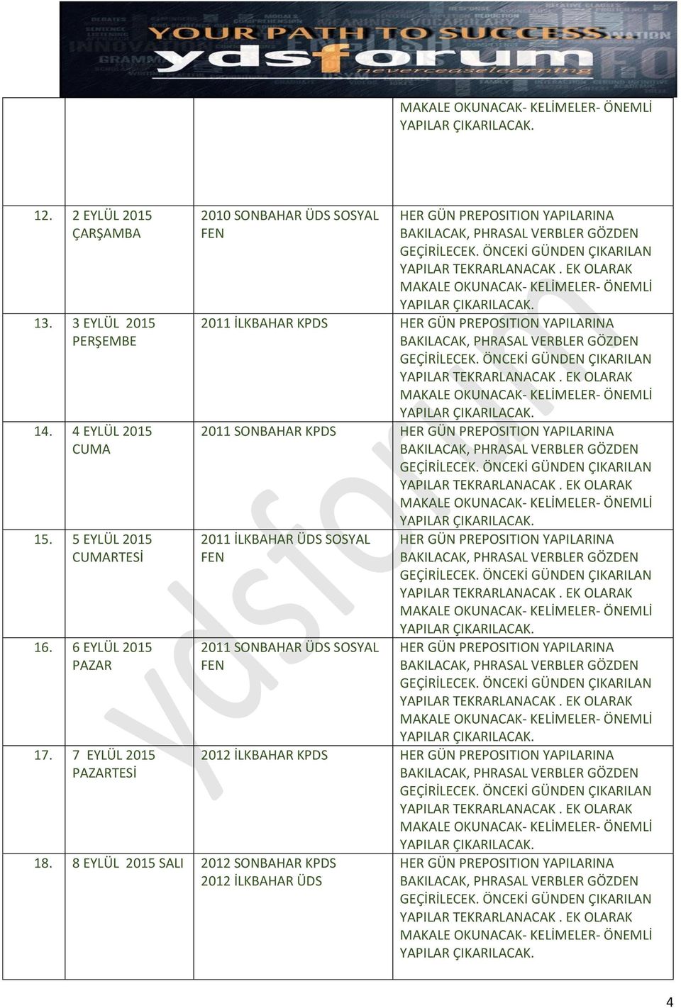 7 EYLÜL 2015 2010 SONBAHAR ÜDS SOSYAL 2011 İLKBAHAR KPDS 2011