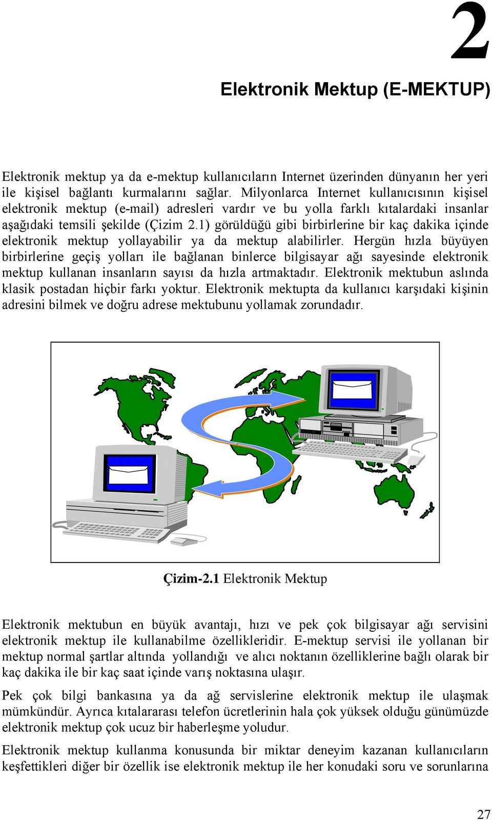 1) görüldüğü gibi birbirlerine bir kaç dakika içinde elektronik mektup yollayabilir ya da mektup alabilirler.