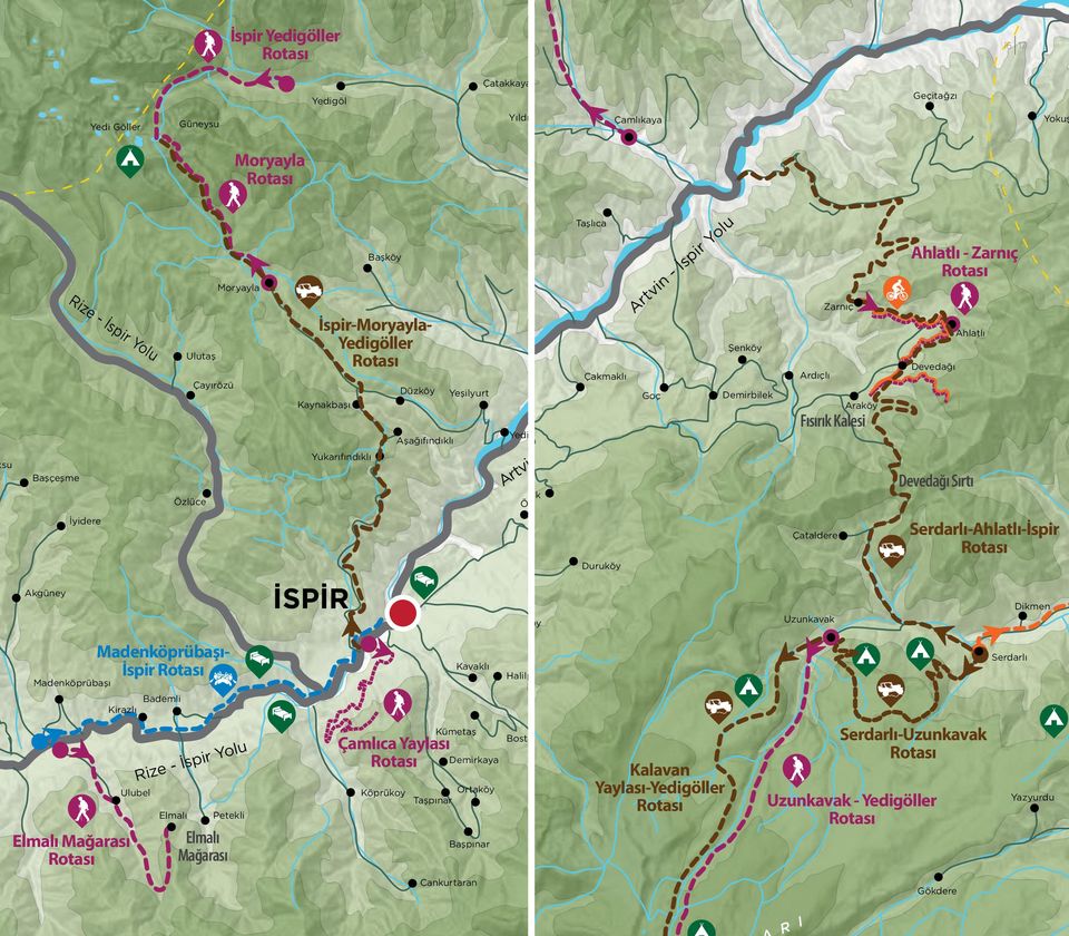 Kirazlı Kavaklı Demirbilek raköy Goç bel Rize Petekli Mağarası Mağarası raköy Fısırık Kalesi Devedağı Sırtı Deveda Tepecik Tekpınar Serdarlı-hlatlı-İspir Serd Çataldere Drköy Dikmen Halilpaşa rmt