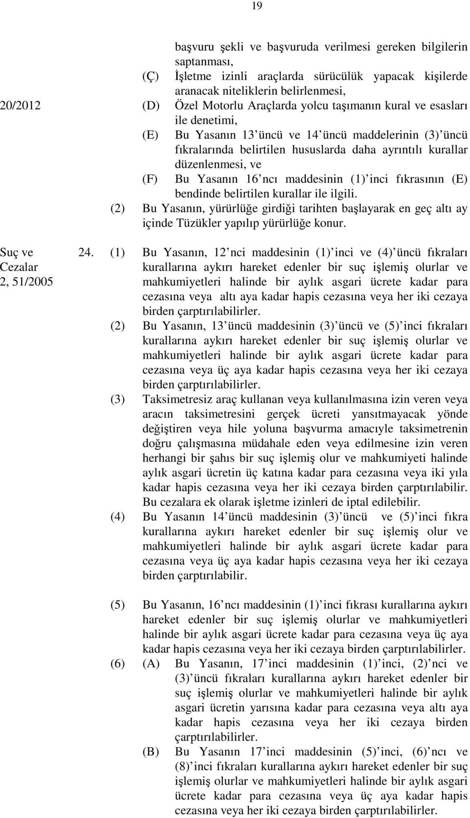 ncı maddesinin (1) inci fıkrasının (E) bendinde belirtilen kurallar ile ilgili. (2) Bu Yasanın, yürürlüğe girdiği tarihten başlayarak en geç altı ay içinde Tüzükler yapılıp yürürlüğe konur.